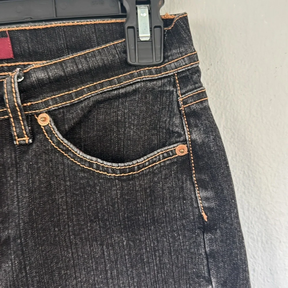 Jeanstar dark wash mid rise flare leg cotton stretch jeans size 4 short